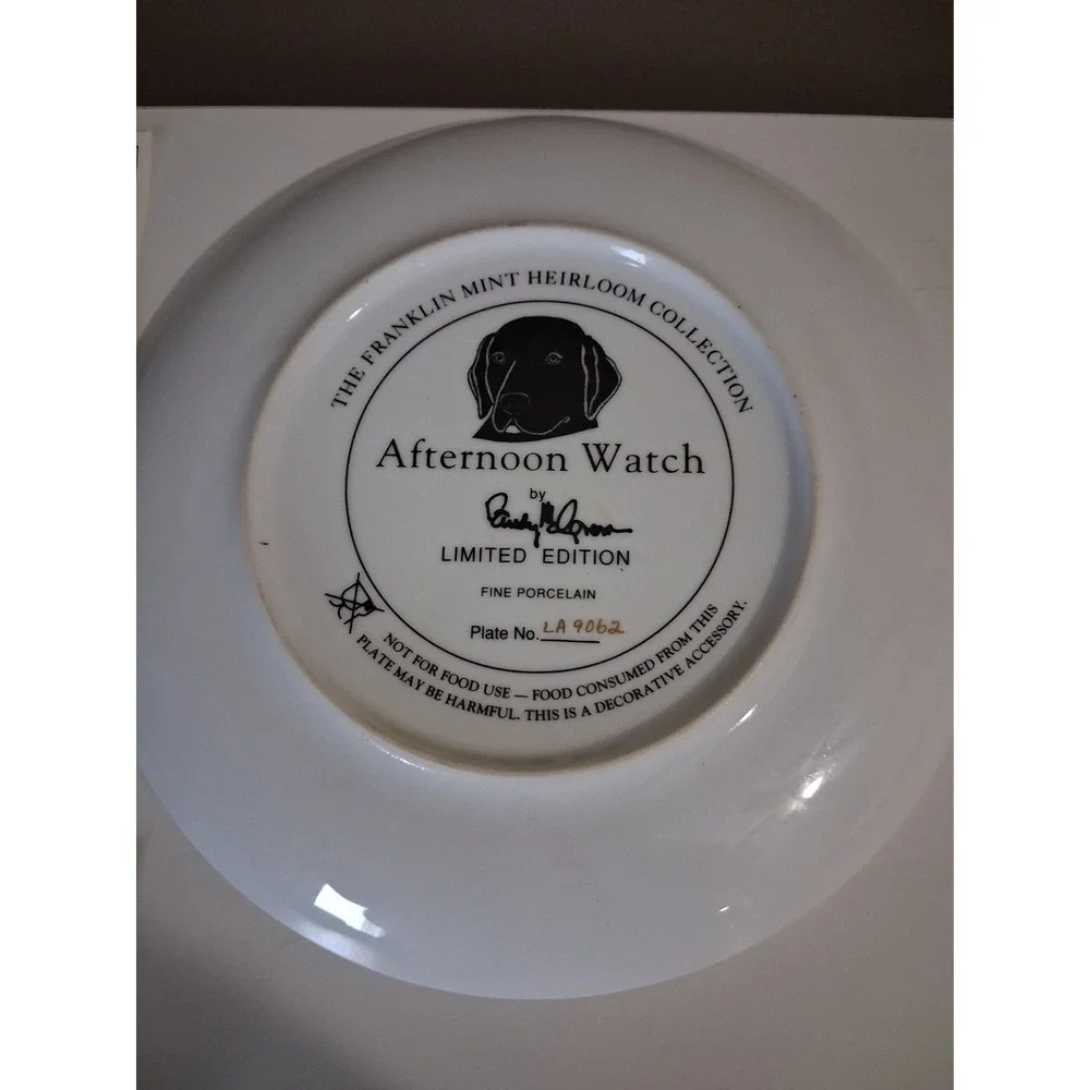 Franklin Mint Labrador Retriever Fine Porcelain Collector Plate Afternoon Watch